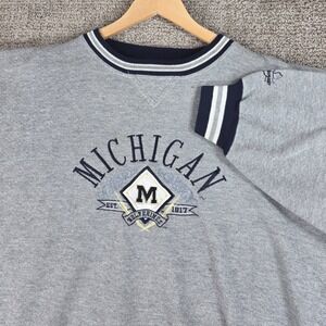 Vintage Michigan Wolverines Sweatshirt Mens Large Gray Pullover Embroidered Crew